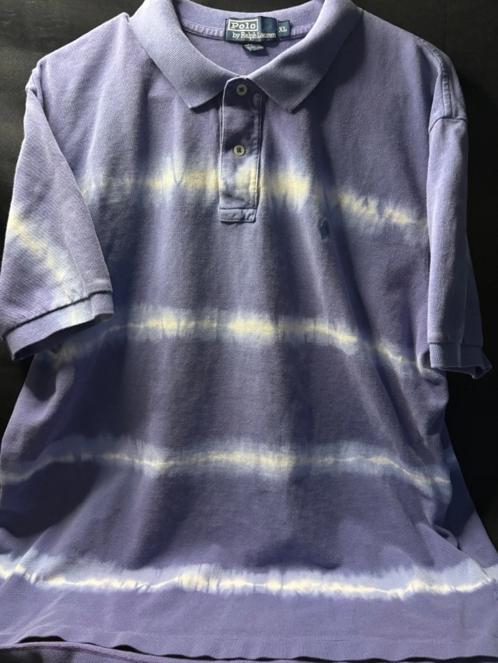 Polo Ralph Lauren XL Purple Tie Dye Polo Shirt Custom Bleach Dyed Cotton.